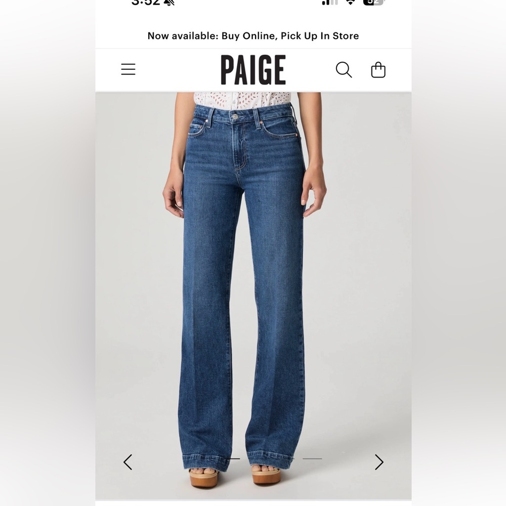 Paige Leenah Wide Leg Women's Jeans in Dark Blue